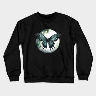 Mystic moth, Dark butterfly in front of the moon Crewneck Sweatshirt